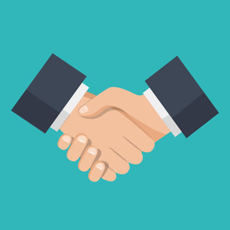 Handshake of business partners,Handshake icon. Concept of agreement, good deal, partnership. Flat style design vector elementのイラスト素材