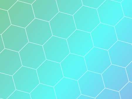 Blue abstract geometric background with hexagon shapes. Vector template brochure design
