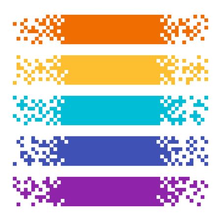 Collection of abstract color pixel web banners for headers. Vector set of templates ready for your text or designのイラスト素材