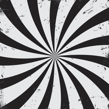 Radial rays grunge black and white background. Vector vintage wallpaper with monochrome sun raysのイラスト素材