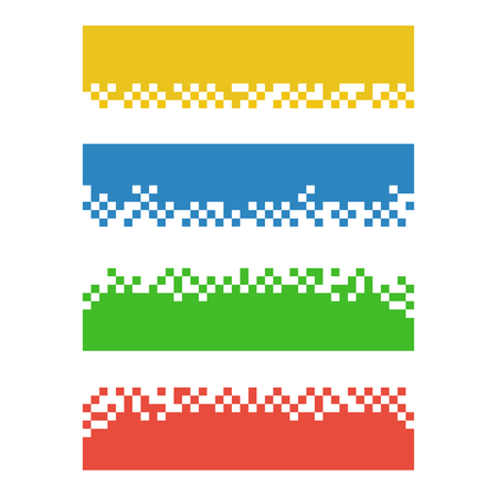 Set of color abstract pixel web banners for headers. Vector templates ready for your text or designのイラスト素材