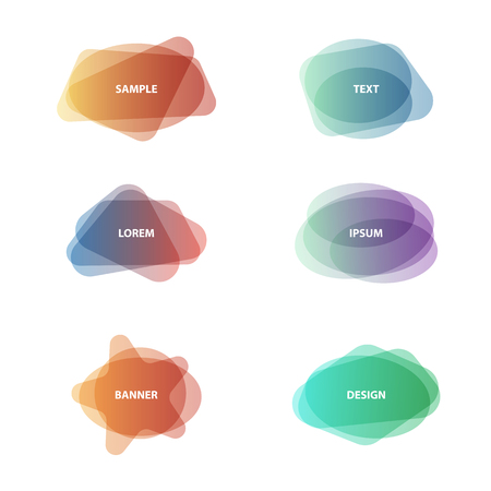 Vector set of pale colors different shapes abstract banners. Graphic overlay banners,label, tags, speech bubbles designのイラスト素材