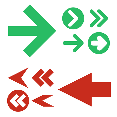 Red and green Arrows icons,vector set. Abstract elements for business infographic. Up and down trendのイラスト素材