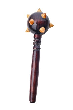 Wooden mace Isolated on white backgroundの写真素材