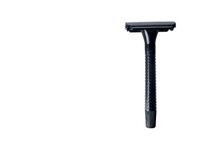 Double edge razor aisolation. Shaving items isolated against a white background. Copyspace.