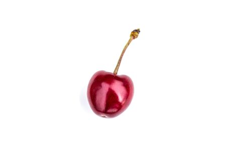 Juicy and ripe cherry isolated on white backgroundの写真素材