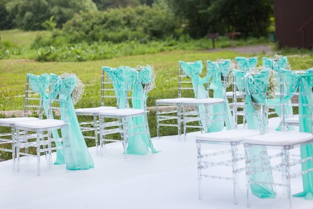 Nice exit registration weddings in turquoise and flowersの写真素材