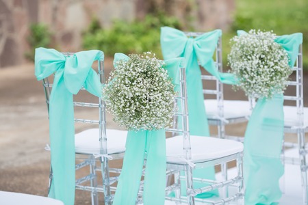 Nice exit registration weddings in turquoise and flowersの写真素材