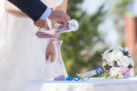 Beautiful romantic wedding ceremony in the summerの写真素材