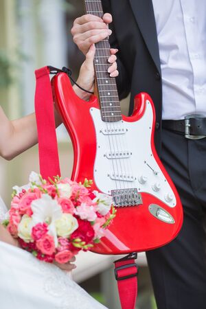wedding bouquet in hands of the brideの写真素材