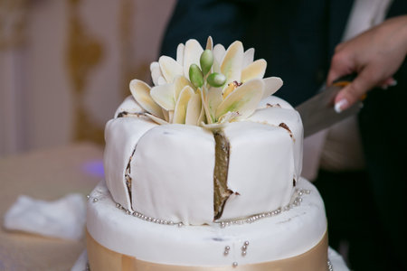 white multi level wedding cake with pink flower decorations
