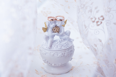 memory angel wedding gold rings picture frameの写真素材