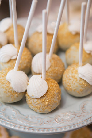 Decoration of festive table in a nautical themeの写真素材