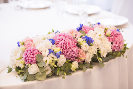 Beautiful flower decoration of the banquet hallの写真素材