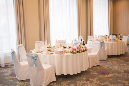 Beautiful flower decoration of the banquet hallの写真素材