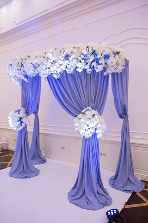 Beautiful flower decoration of the banquet hallの写真素材