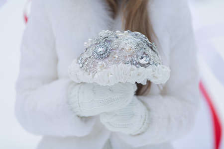 wedding bouquet in hands of the brideの写真素材