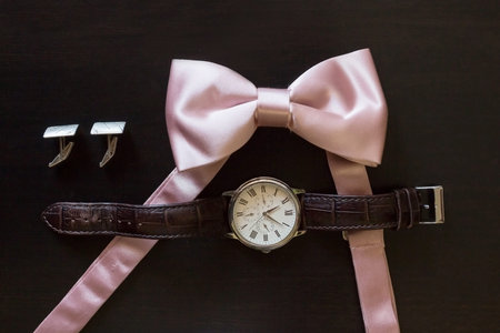 Men's Wrist Watches and perfum at the groom's morning