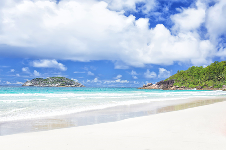Dream scene. Beautiful white sand beach, the tropical sea. Summer view of nature.の写真素材