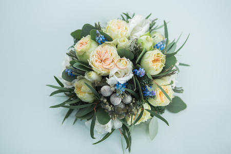 Two wedding rings and spring blossoms. Wedding concept.の写真素材