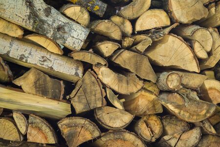Log cabin texture. Barn natural debarked textured wall background with place for copy spaceの写真素材