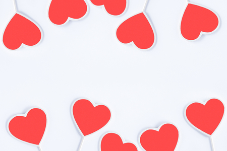 Valentines hearts homemade. 14 February concept isolated on white background. Copy Space for text.の写真素材