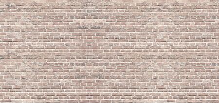 Panoramic background of wide beige brick wall texture. Home or office design backdropの写真素材