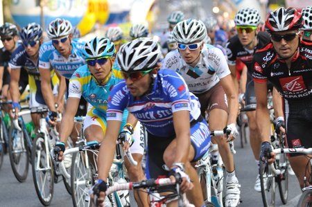 Warsaw, Poland - August 1, 2010 - Cyclists during Stage 1 of the Tour de Pologne - from Sochaczew to Warsaw.のeditorial素材