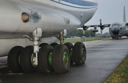 Radom, Poland - August 29, 2009 - Undercarriage of a strategic airlifter Ilyushin il-76 Candid, during 11th Edition of the AIR SHOW - 2009 International Air Display.のeditorial素材