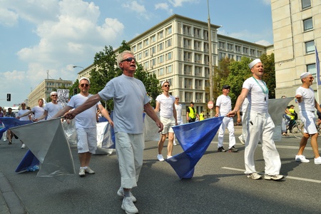 Warsaw, Poland - July 17, 2010 - Participants in the EuroPride Parade.のeditorial素材