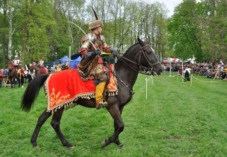 Ilza, Poland - May 01, 2010 - XIII Knights Tournament - Light cavalry demonstration of the...