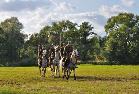 Ossow, Poland - August 16, 2009 - Participants of historical Battle of Warsaw (1920), reenact the Polish soldiers.のeditorial素材