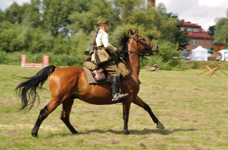 Ossow, Poland - August 16, 2009 - Participant of historical Battle of Warsaw (1920), reenact the...