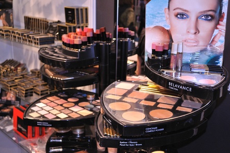 Warsaw, Poland - April 10, 2010 - Exhibition stand manufacturer of cosmetics. Beauty Showroom 2010 - Trade fairs of Cosmetics products and services.のeditorial素材