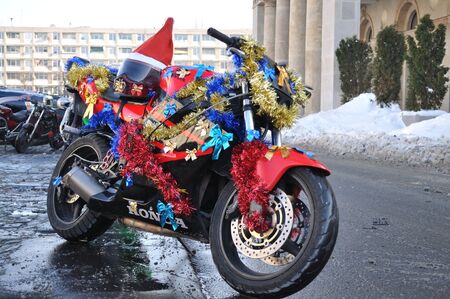 Warsaw, Poland - December 5, 2010 - MOTOMIKOLAJKI 2010 - motorcycle of Santa Claus during annual gathering, as part of helping children in orphanages.のeditorial素材