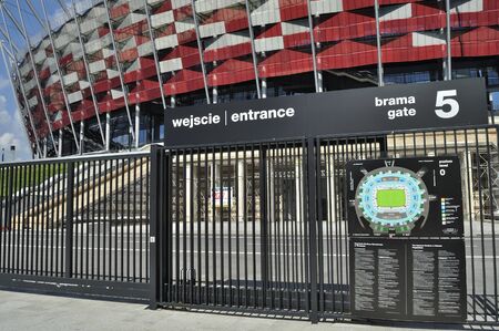 Warsaw, Poland - May 20, 2012 - Entrance to the National Stadium. The stadium is one of the venues for the UEFA Euro 2012 hosted jointly by Poland and Ukraine. のeditorial素材