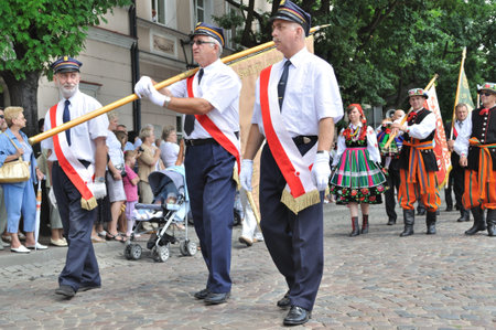 Lowicz, Poland - June 23, 2011 - Representatives of the railway workers participating in the...