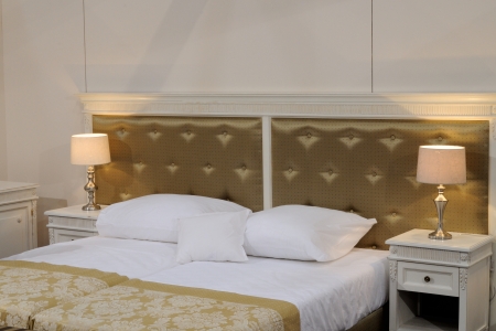 Warsaw, Poland - October 7, 2011 - The exhibition stand of the hotel furniture at the WorldHotel 2011 - 4th International Hotel Facilities Equipment Trade Fair.のeditorial素材