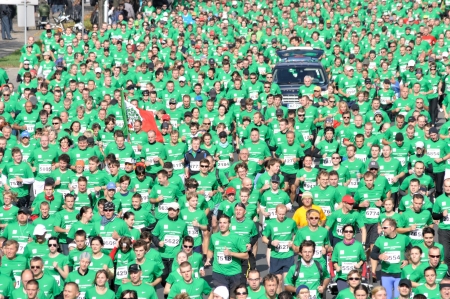 WARSAW, POLAND - OCTOBER 3  More than 9000 runners compete in the Run Warsaw a 10km race on through the main streets of city, October 3, 2010 in Warsaw, Poland 