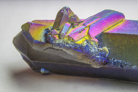 Macro shooting of natural mineral rock specimen - Amethyst stone on white backgroundの写真素材