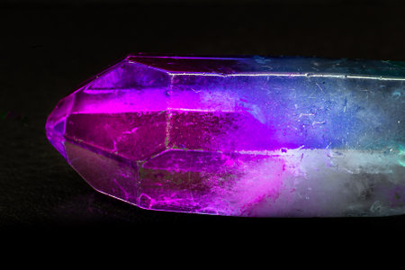 amethyst on a black background macro close up with shallow depth of fieldの写真素材