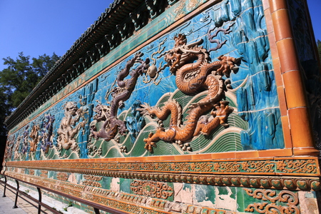 Beihai nine dragon wall carveのeditorial素材