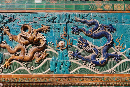 Beihai nine dragon wall carveのeditorial素材
