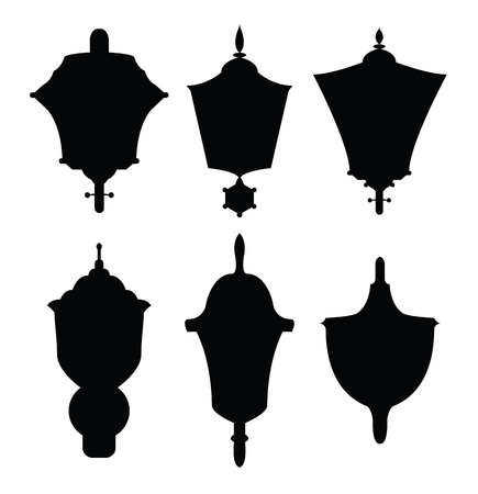 Collection of lamp silhouettes for decoration and collageのイラスト素材