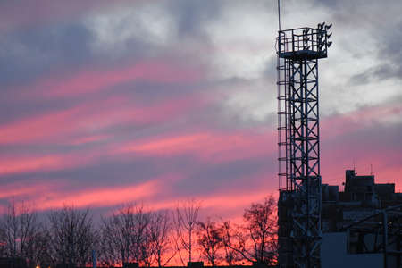 Colorful sunset in the cityの写真素材