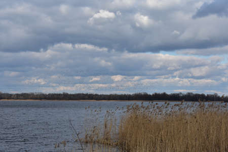 Cloudy winter day with amazing skyの写真素材