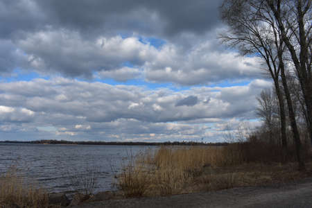 Cloudy winter day with amazing skyの写真素材