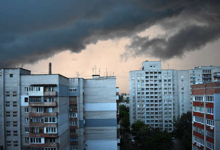 stormy clouds over the cityの写真素材