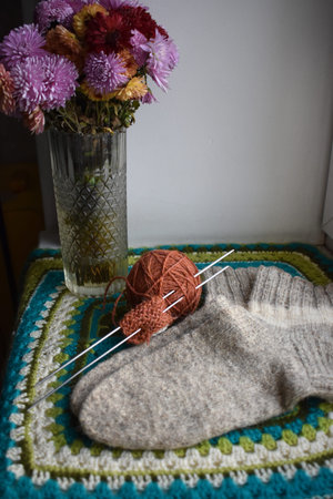 pair of knitted wool socks