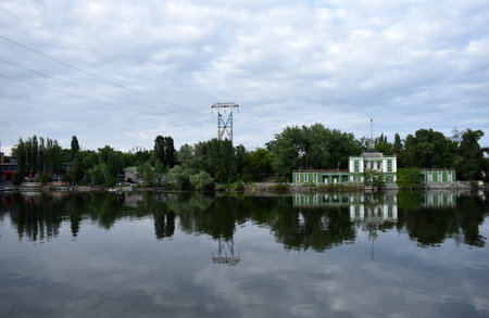 pavilion in the park on the river Dnipro